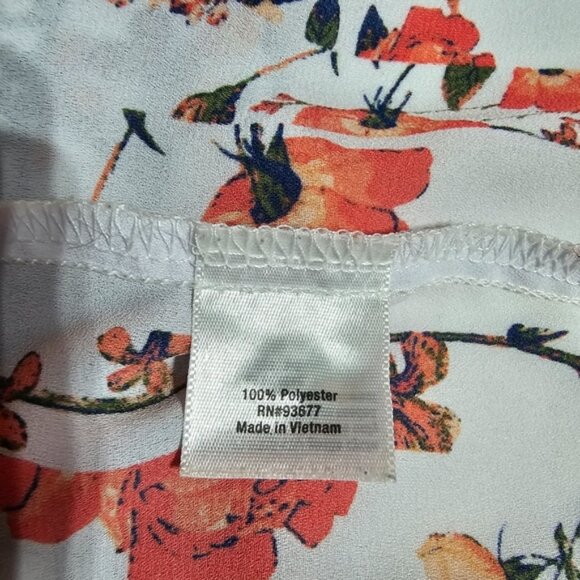 a.n.a. Large White Floral Print Casual V-Neck Pullover Layer Sleeve Top - Picture 4 of 9